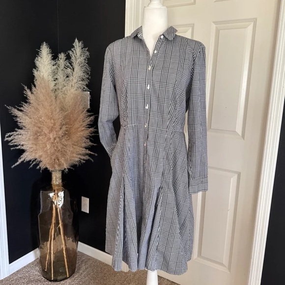 Brooks Brothers Black/White Plaid Button Front Shirt Dress
 size 12 - Picture 6 of 12
